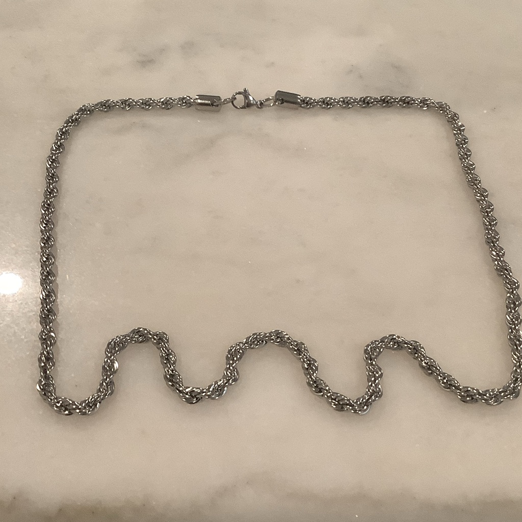 Silver Toned Rope Chain Necklace, Brand New